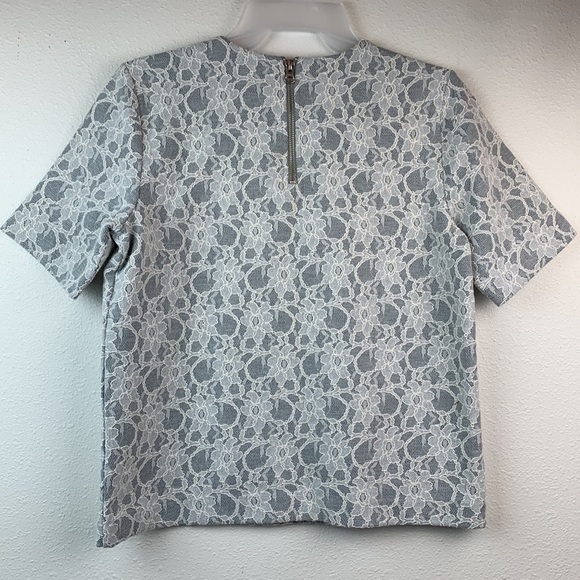 Vintage Brooks Brothers dove gray & lace back zip top elegant professional EUC - Picture 6 of 9